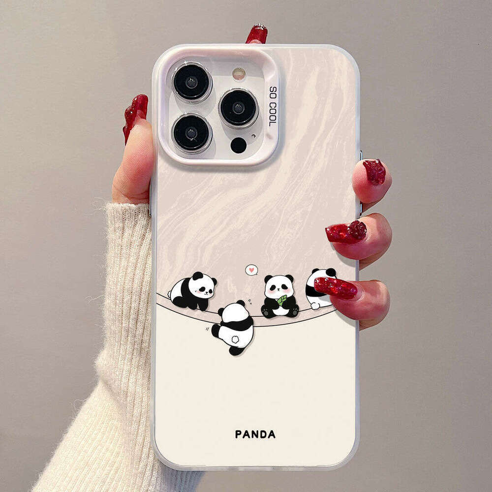 Four Cute Pandas Compatible with Apple 15 Pro Max Phone iPhone 14 Full Coverage 13 Niche 12 Hard Case 11 S260128
