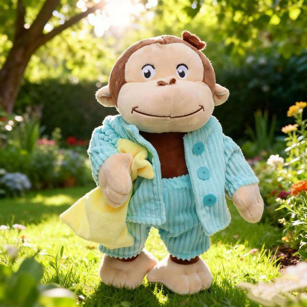 Kawaii Curious George Plush Toys Stuffed Anime Animal Cute Chimpanzee Doll Kids Animation Fans Halloween Christmas Gifts Y260128