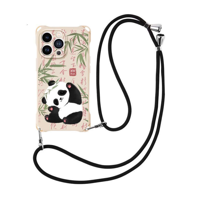 Bamboo Forest Panda New Apple 14 Pro Max Phone Case 15 Compatible IP11 Four-Corner Cutout Lanyard Android Style S260128