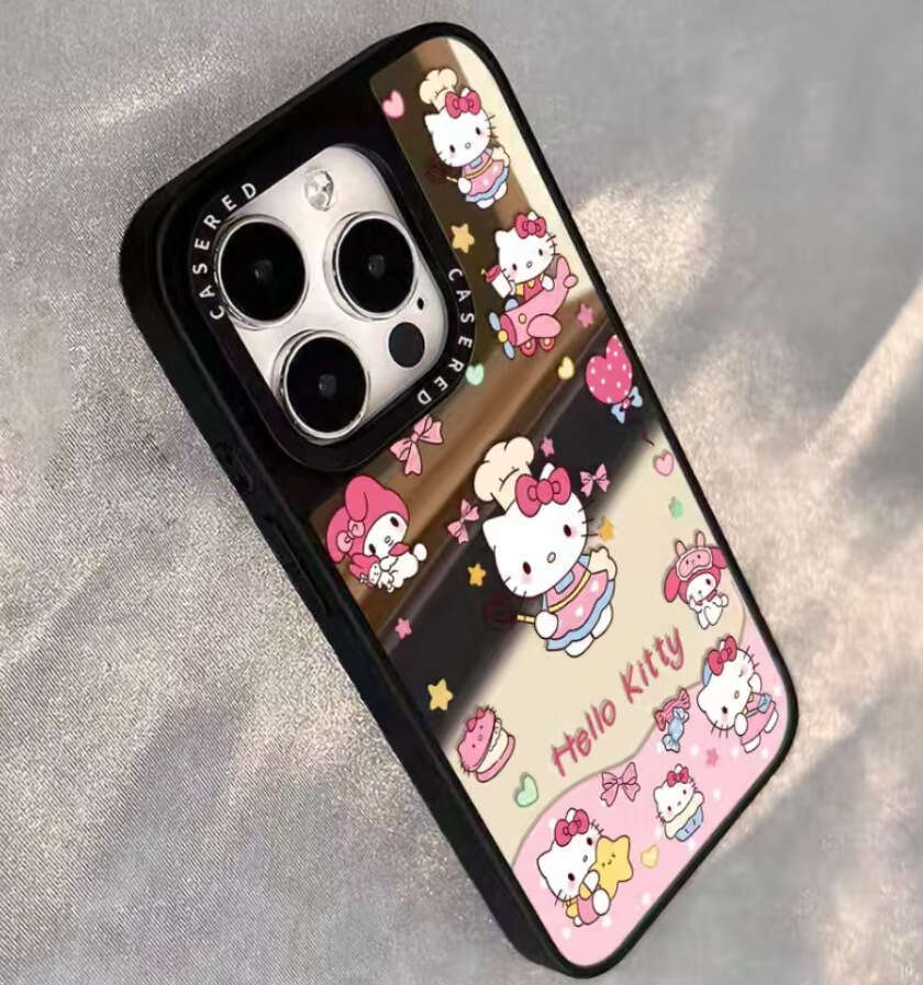 Suitable for iPhone 16/17 Pro Max Leopard Kitty 15 Phone Case Ins Apple 13 Makeup Mirror Bowknot S260128