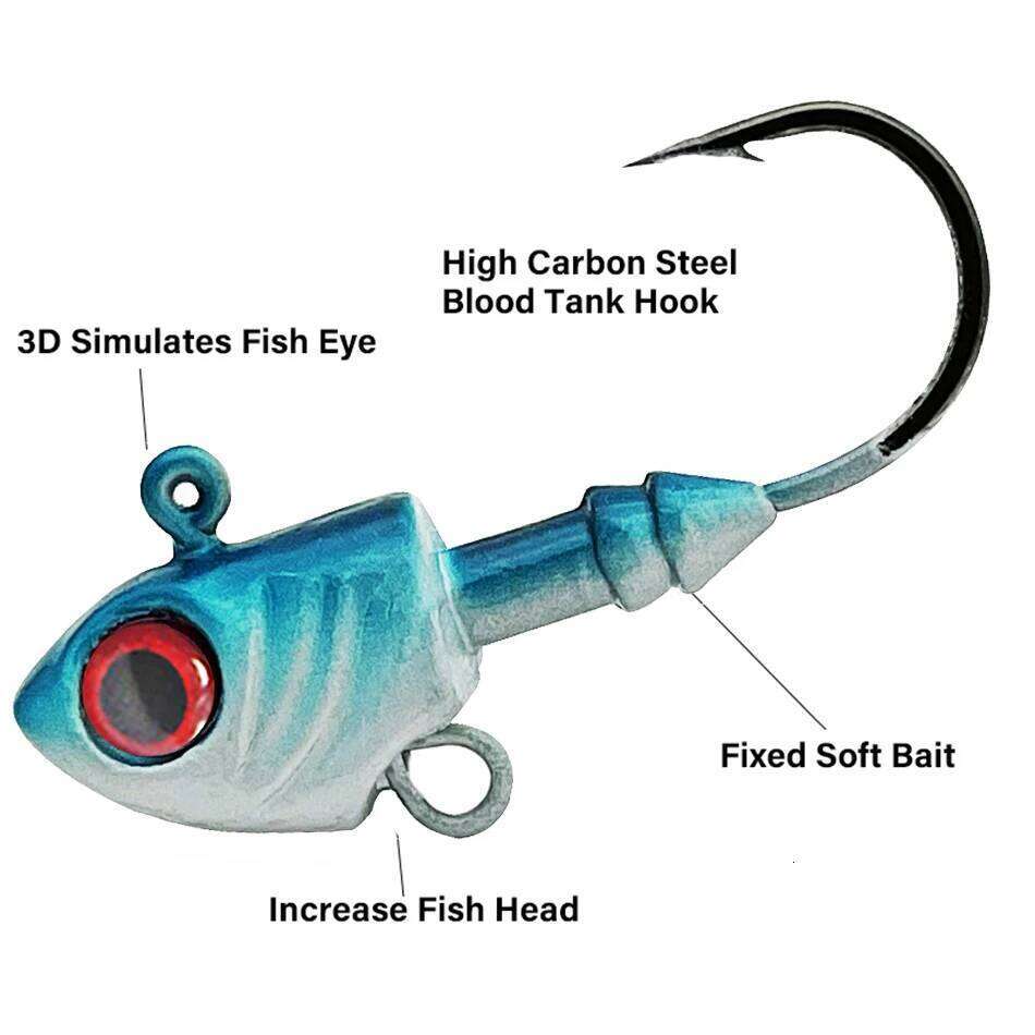 Winter Jig Head Fishing Hooks 3.5g 5g 7g 10g 14g 20g 28g 3PCS Worm Bass Fish Tackle For Soft Lure Barbed Hook 3D Eyes Z260128
