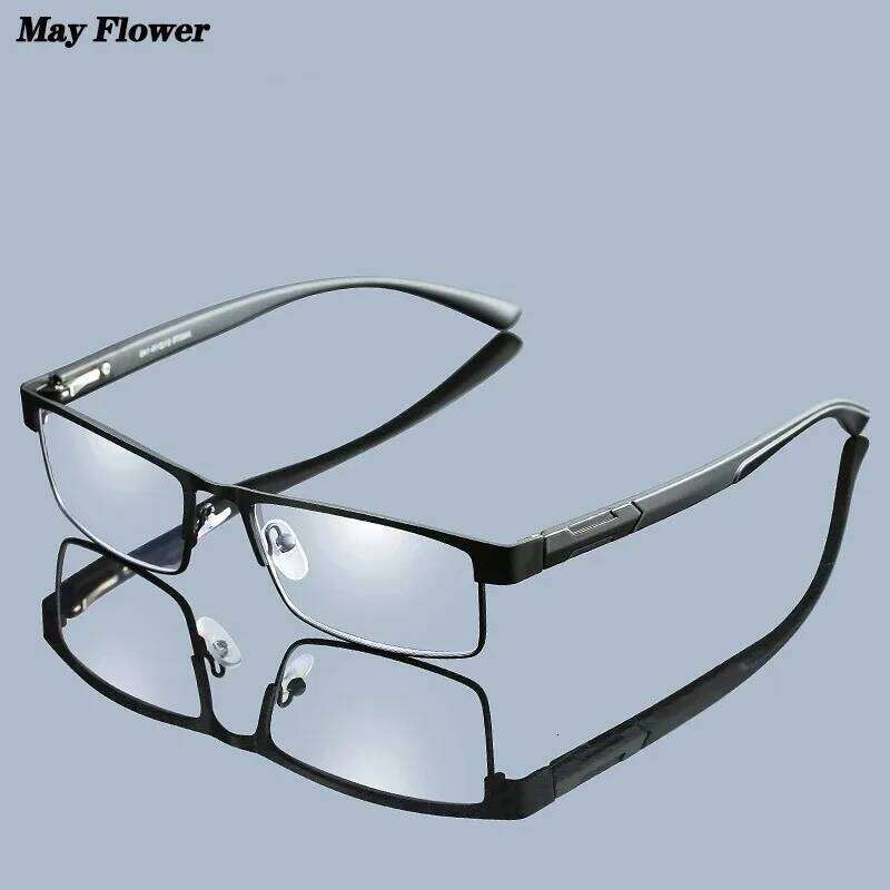 May Reading Glasses Titanium Alloy Coated Lenses Presbyopic Eyewear Square Anti-Blue Spectacles Eyeglasses For Men+3.5+4 26Y0128