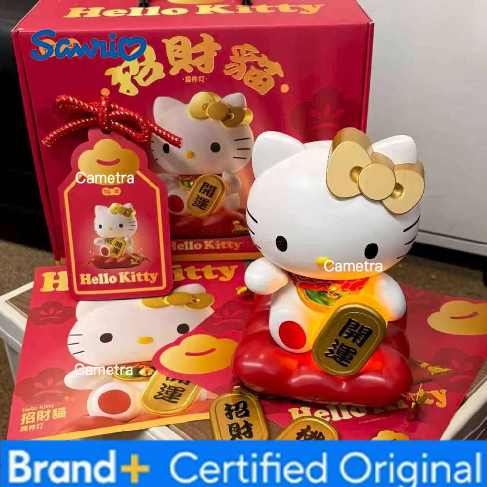 Sanrio In Spot Hellokitty Lucky Cat Night Bedhead Ornament Light New Year Gift Kawaii Anime Peripheral Figure Children Toy H260128