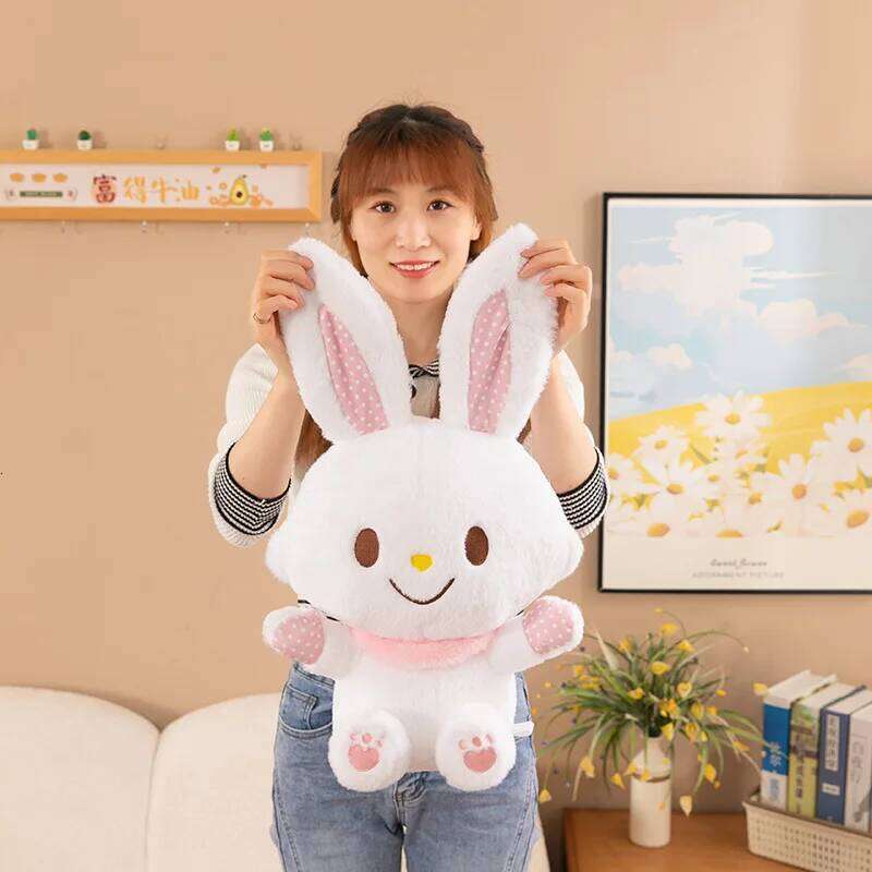 1pc 35cm/13.77in Little white plush toy girl rabbit child soothing rag hug sleeping doll Y260128