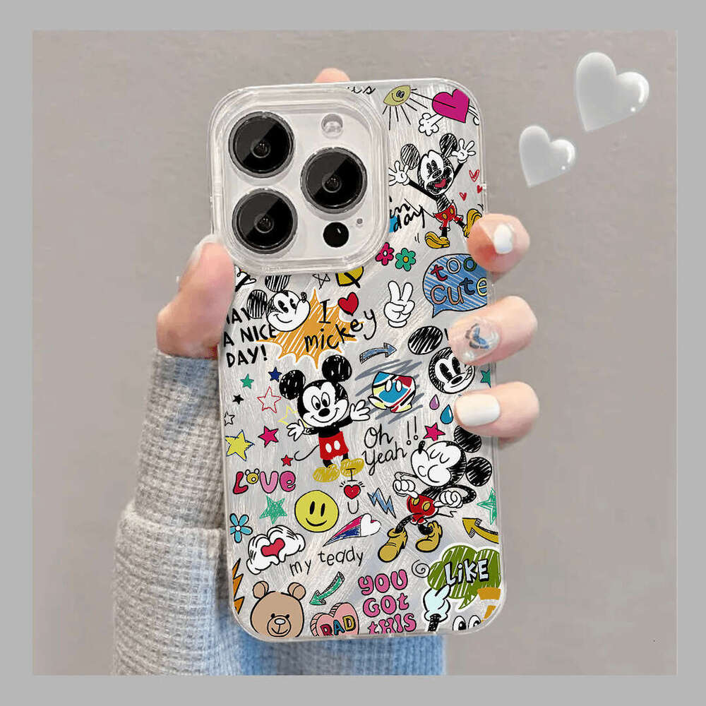 Graffiti Mickey Mouse Compatible with Apple 15 Pro Max Phone iPhone 14 Stand Model 13 Cartoon 12 Hard Case 11 S260128 b24
