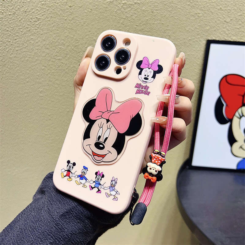 Compatible with Apple 16 Pro Max Phone Case iPhone 15 Cartoon Mickey 17m Ni11 3D Lanyard 14 Full Coverage S260128