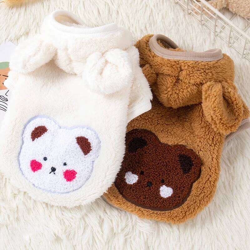 Fleece Winter Clothes Bear Print Puppy Thick Warm Hoodie Chihuahua Yorkie Jacket for Small Medium Dog Cat Coat Pet Aapparel XJ260127