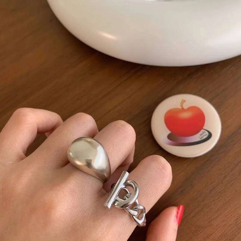 925 Sterling Silver Chain Simple Geometry Adjustable Ring For Women Fashion Wedding Fine Jewelry Wholesale Jewellery XJ260127