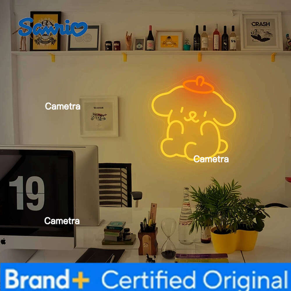 Sanrio Pompompurin LED Sign Lover Gifts Cute Dog Dimmable Neon Light USB for Party Baby Room Bedroom Wall Decor H260128