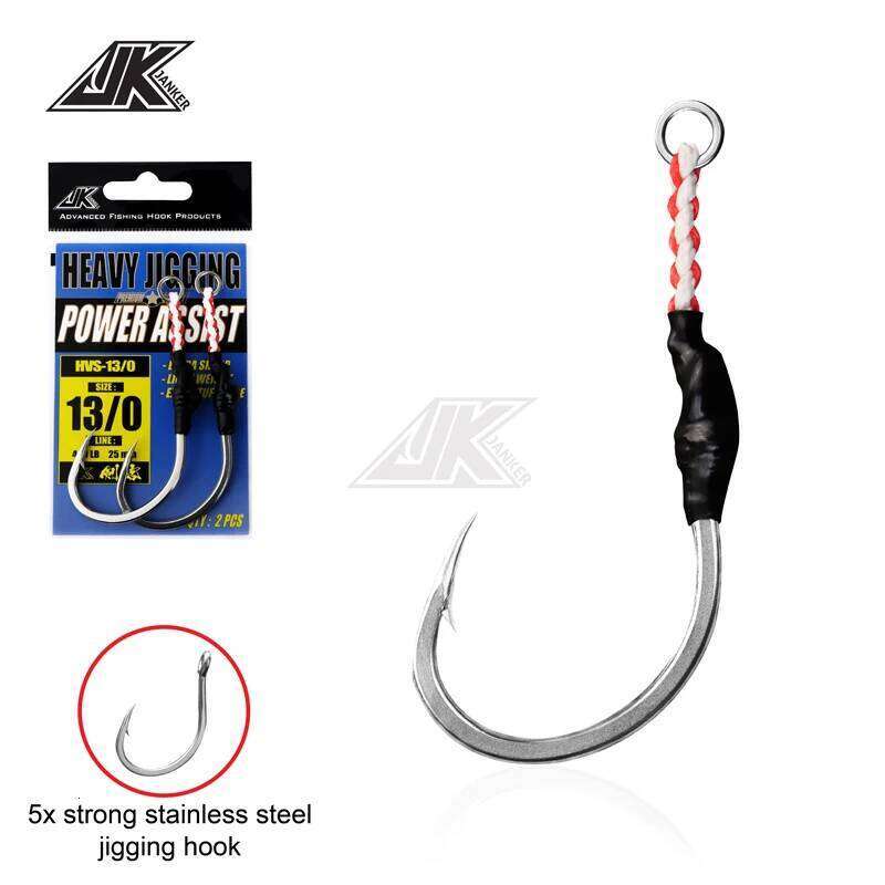 JK HVS Heavy Power Assist 7/0~13/0 Jigging Hooks Stainless Steel Lure Fishing Fishhook SaltwaterGame Catch Large Grouper 5X hook Z260128
