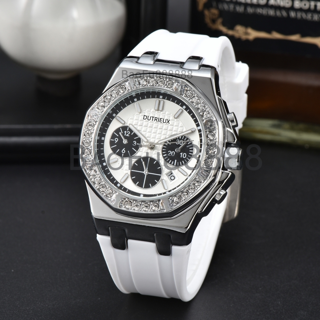 Pretty 2026 Wristwatch Luxury Watches for Men Rubber Strap Daily Colorful Quartz Diamond Bazel Watch Business Male Sport Clocks Gift Wholesale