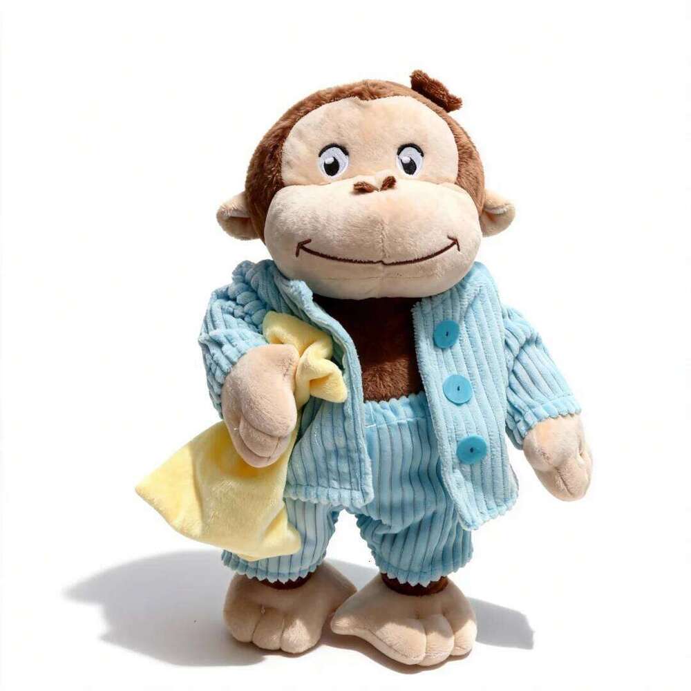 Kawaii Curious George Plush Toys Stuffed Anime Animal Cute Chimpanzee Doll Kids Animation Fans Halloween Christmas Gifts Y260128