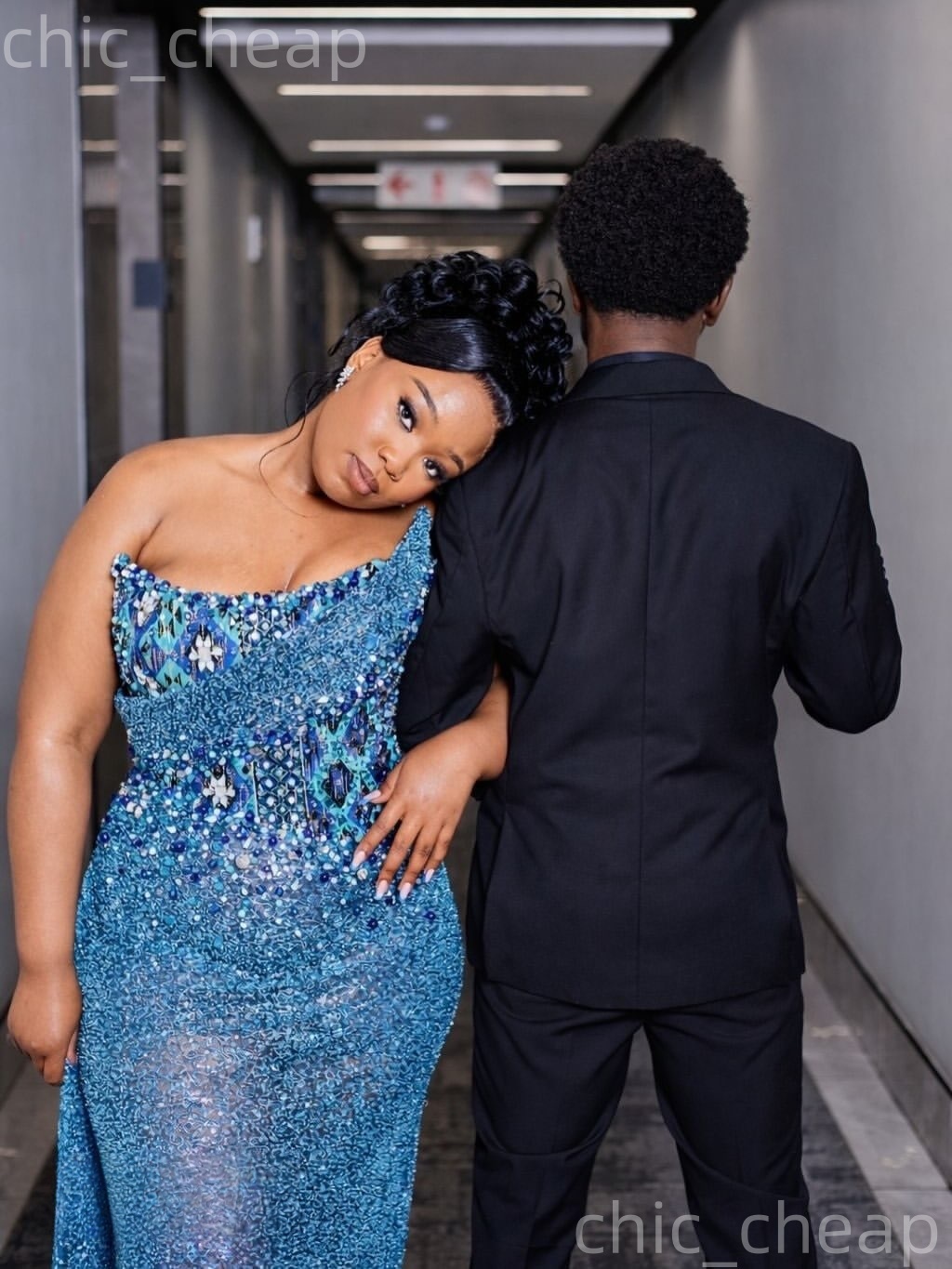 Aso Ebi Blue Sheath Nigerian Prom Dresses 2026 Printed Crystals Beaded Sequined Evening Formal Party Second Birthday Engagement Gowns Dress For Specia