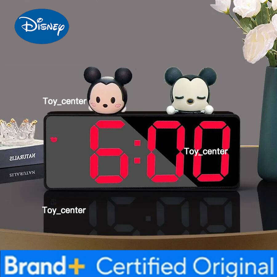 Disney Mickey Cartoon Digital Alarm Voice Control Table Clock Snooze Night Mode 12/24H Electronic LED Clocks H260128