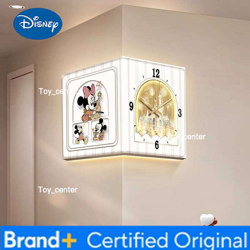 Disney Nordic Cream Style Mickey Corner Home Living Room Decoration Wall Painting Mute Digital Clock H260128