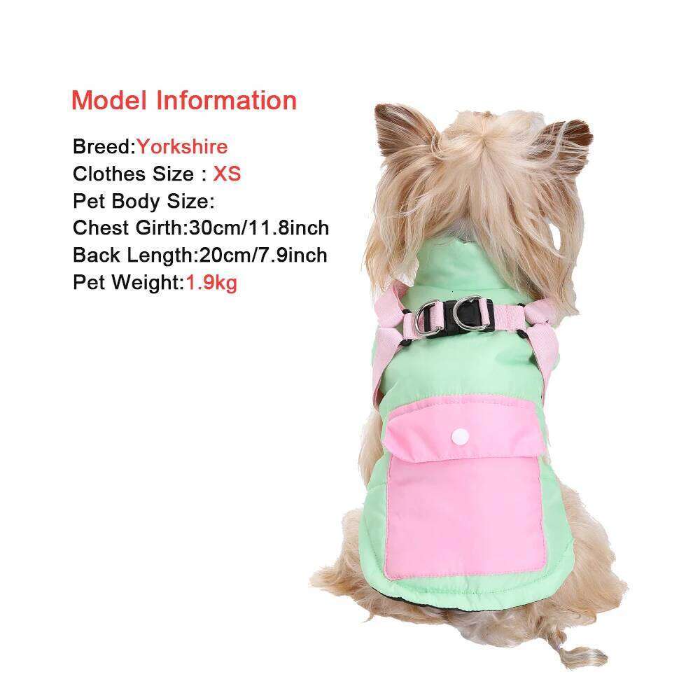 Puppy Clothes with Harness Winter Warm Dog Jacket for Small Medium Dogs Cats Apparel Chihuahua French Bulldog Pug Pet Costume XJ260127
