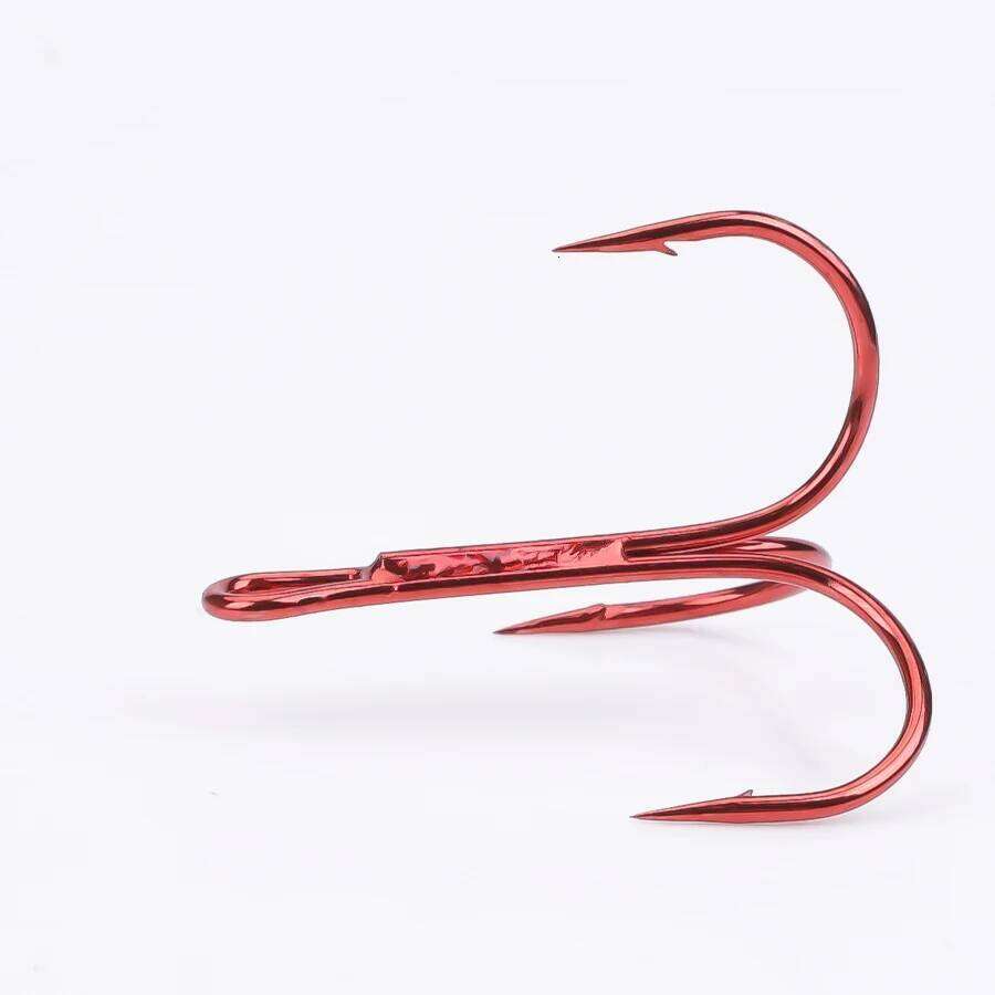 FTK Red Barbed Triple FISHHOOK Overstriking Fishing Tackle High Carbon Steel Treble Hooks Z260128