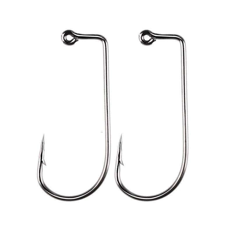 50pcs/lot 90 Degree Fly Fishhook Tying Strong Wire Fish Hook Size 6 4 2 1 1/0-4/0 Aberdeen Jig For Sea Fishing Z260128