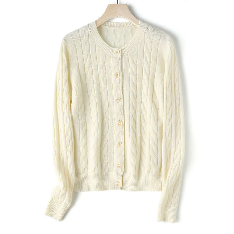 2026 Designer Autumn/Winter Women's Wool Retro Knitted Cardigan Multi functional Round Neck Top Clothing