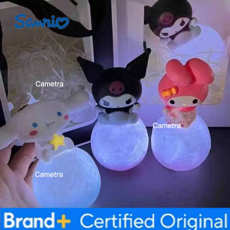 Sanrio Anime Hello Kitty Kuromi Cinnamoroll Melody Night Glowing Children Toy Bedside Lamp Kawaii Birthday Light Ball Gift H260128