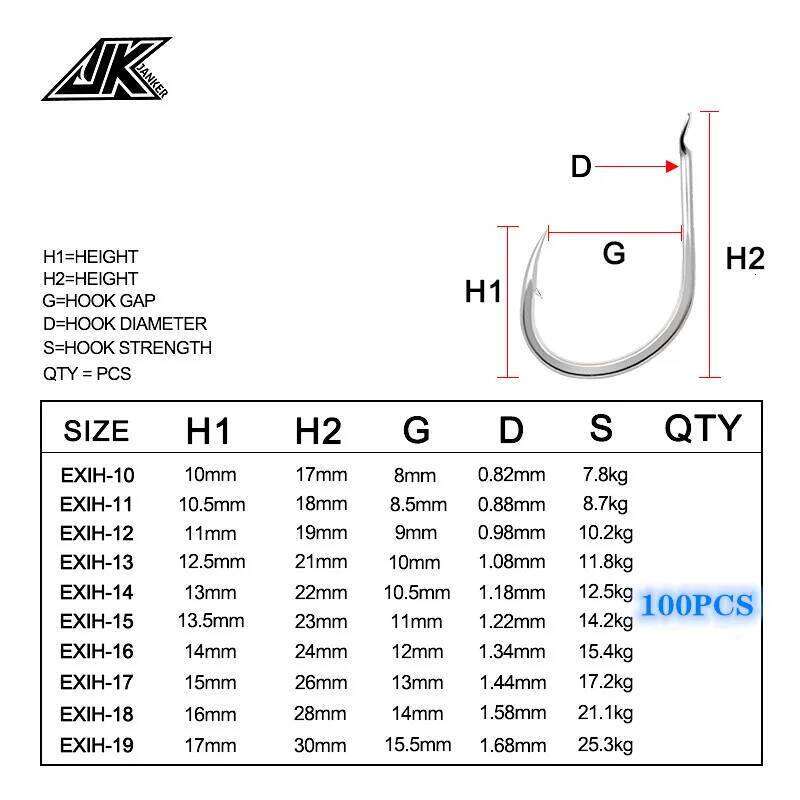 JK EXIH-100PCS Light Fishing Silver Flat Iseama Hook High carbon steel Fish Hooks Japan Barbed Chinu Sea Fishhook Z260128