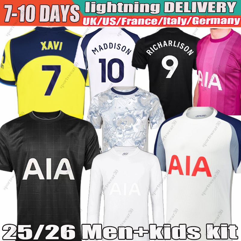 25 26 Tottenham Jersey MADDISON TEL KULUSEVSKI RICHARLISON XAVI Soccer jerseys BISSOUMA JOHNSON VAN DE VEN KUDUS 2025 football shirt mens kit kids