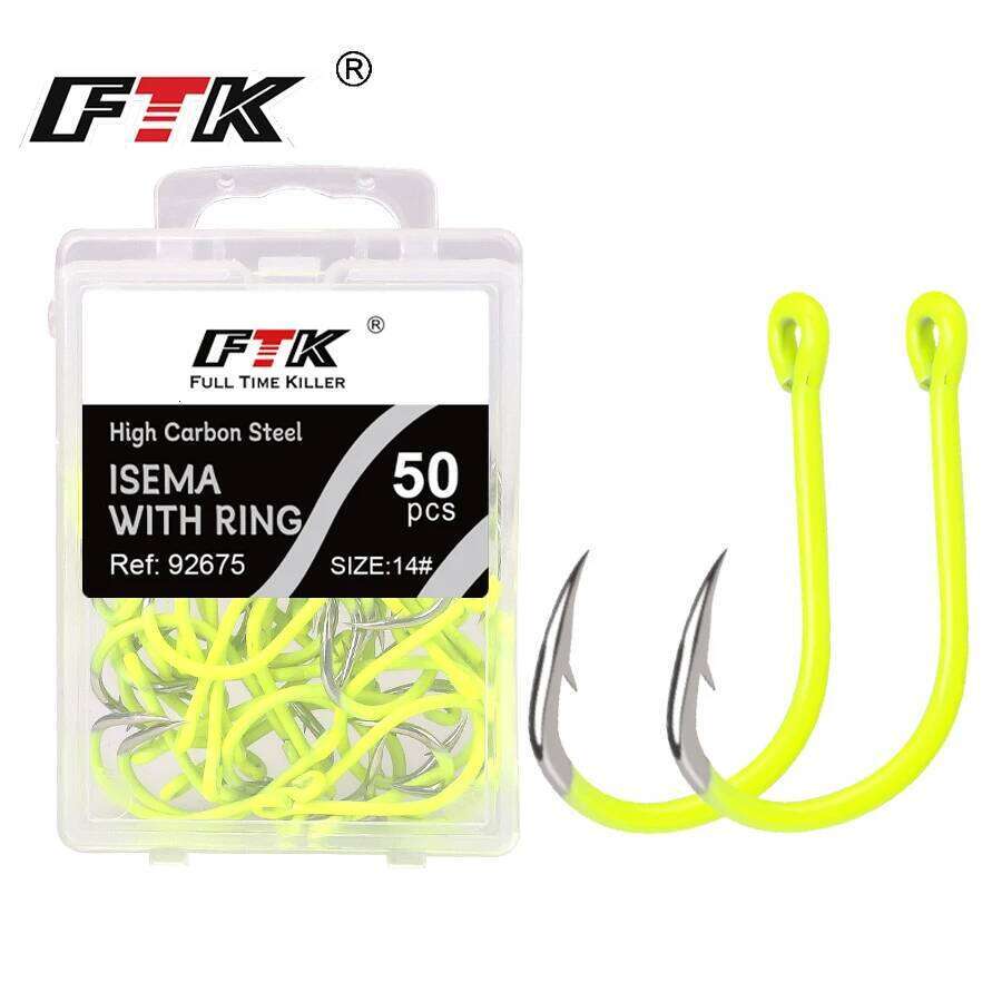 FTK 50pcs/PACK Carbon Steel Carp Hooks Fly Fishhooks Fishing Accessories Pesca Z260128