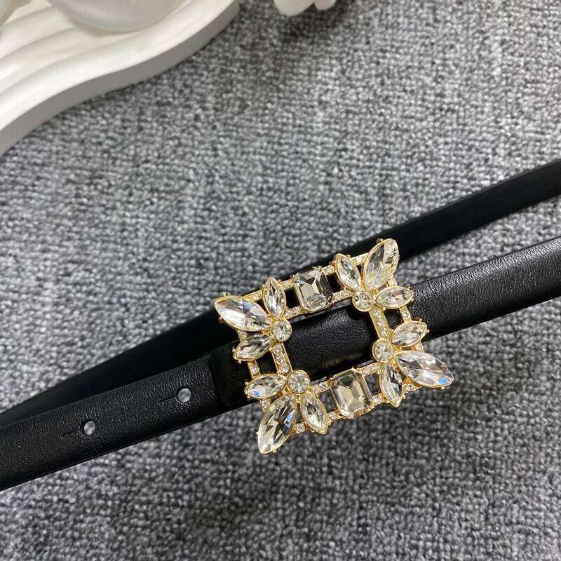 Diamond top layer cowhide genuine leather women, 1.5cm thin belt paired with high-end accessories for suits X260128