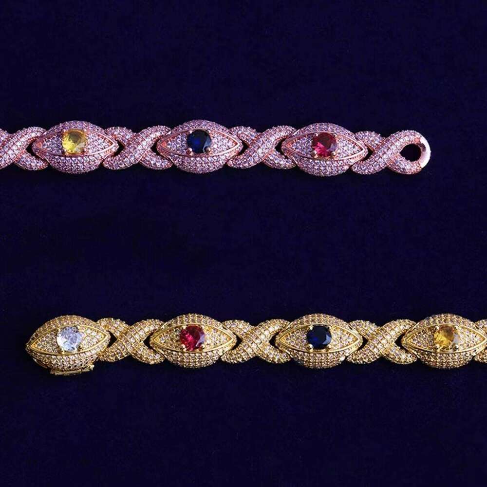 New color eyes infinity chain with precious stones bracelet Moissanite diamond chain