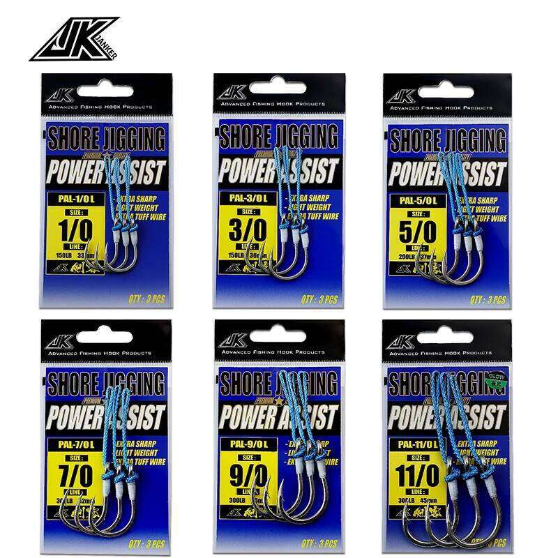 JK PAL-L Assist Spoon Saltwater 1/0-11/0 4X Circle Hooks Glow Wrap PE Blue Line high quality Sea Bait Fishing Fishhook Z260128