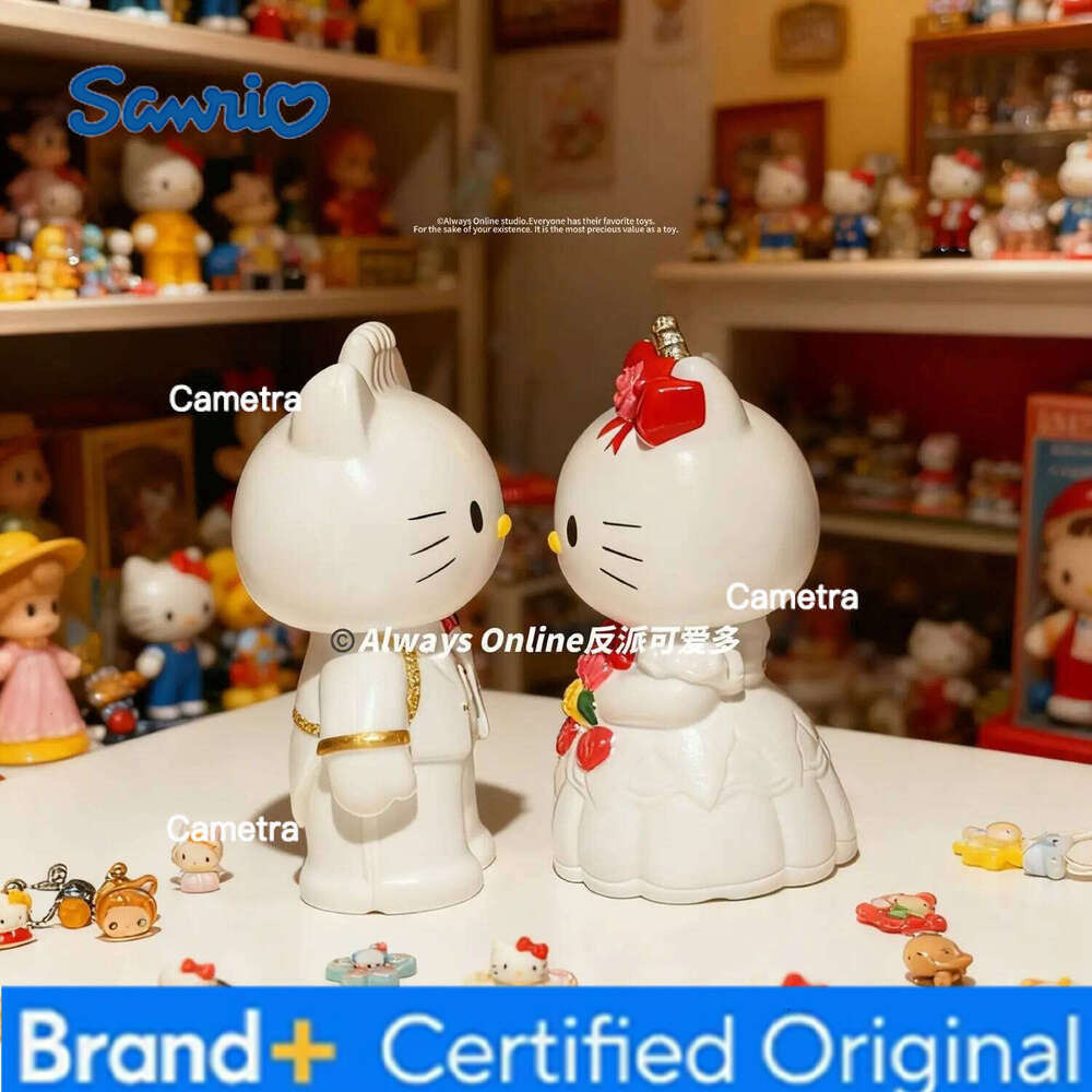 Sanrio Couples Hello Kitty Wedding Pat Voice-activated Sensor Night Light Gift Arrangement Decorative Ornaments Aniem Model Toys H260128