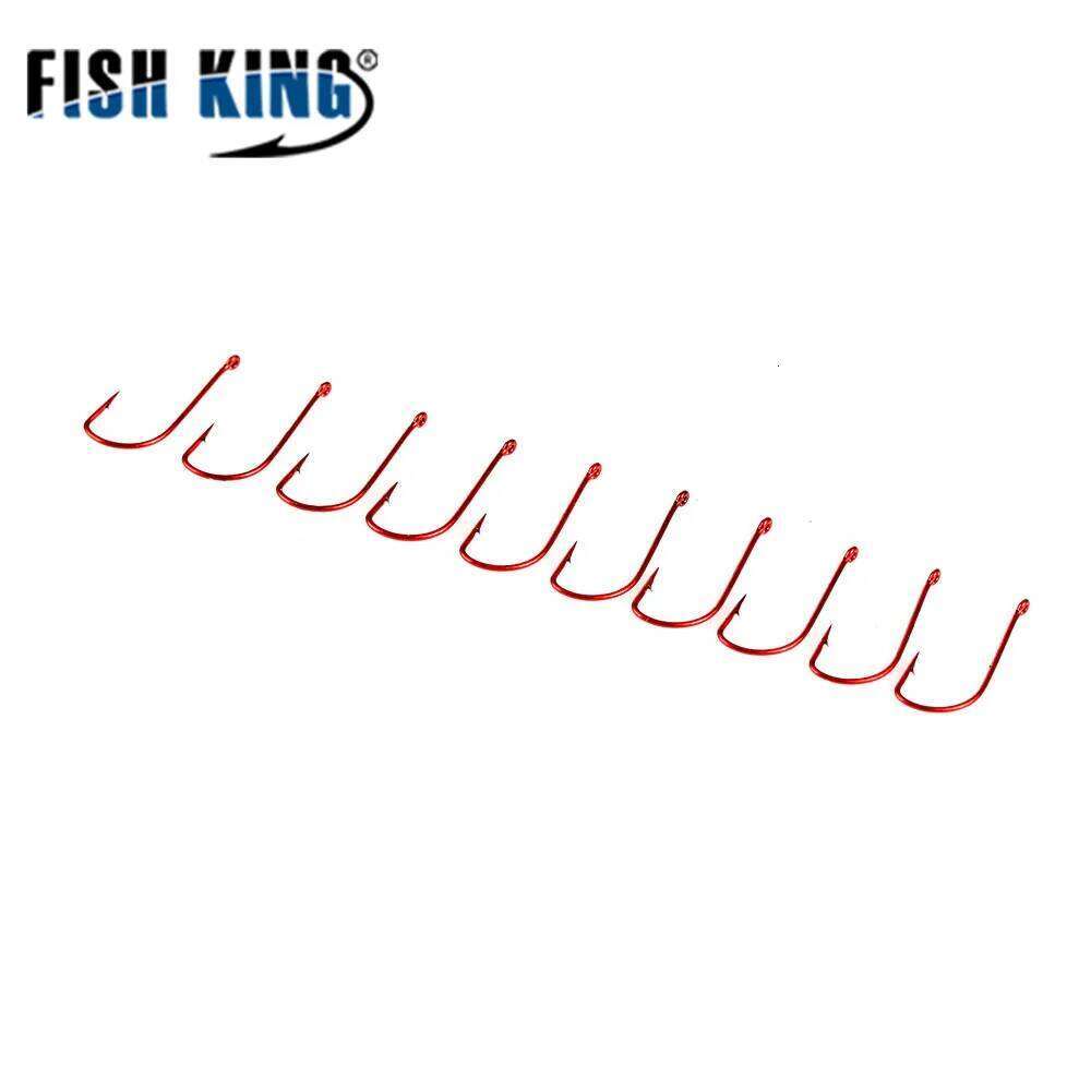 FISH KING 10-50pcs SODE Fishhooks High Carbon Steel Carp Hooks Ringed Barbed Single Hook With Eye For Fishing Z260128