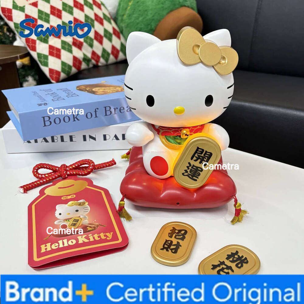 Sanrio In Spot Hellokitty Lucky Cat Night Bedhead Ornament Light New Year Gift Kawaii Anime Peripheral Figure Children Toy H260128