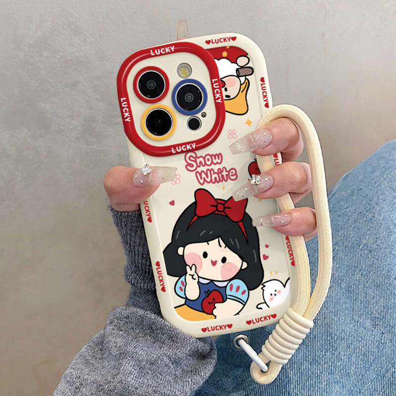 Cute Snow White Princess Compatible Apple 16 Max Phone Case iPhone 15 Pro with Lanyard 14 New Model 13 S260128