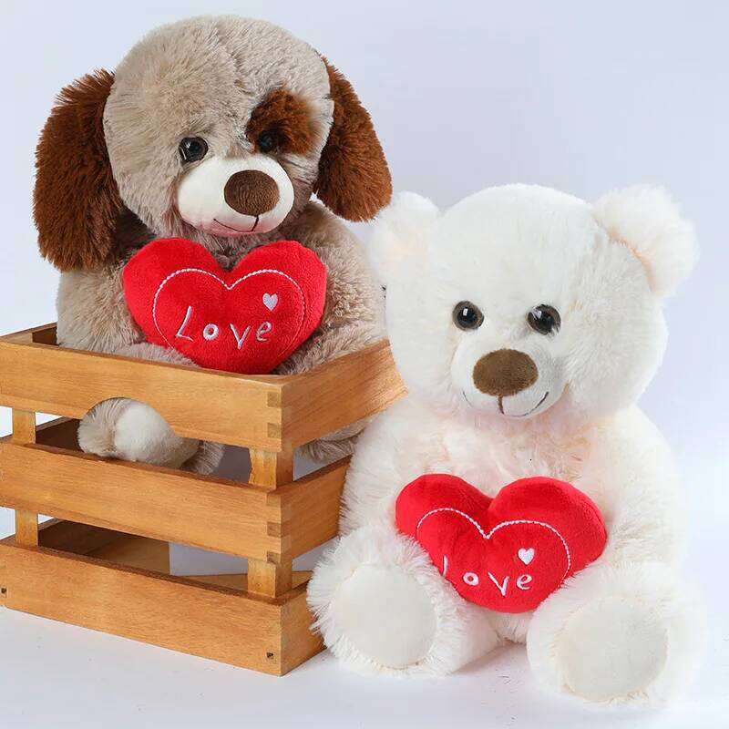30cm Valentine's Day Plush Toy - CuteLove Dog & Love Bear Soft Stuffed Animal Gift for Her, Girlfriend, Kids Sofa Decor Y260128