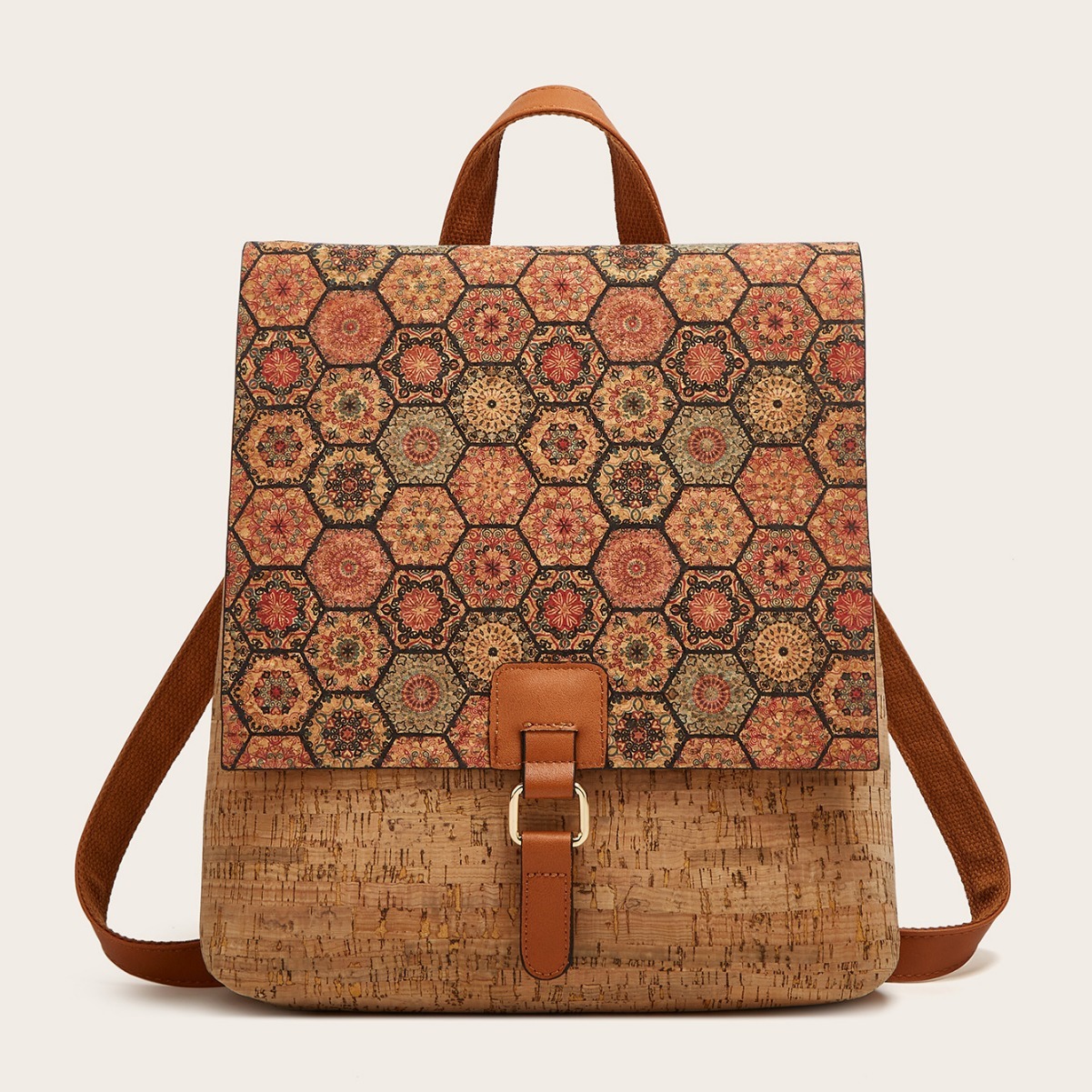 Luxurious handbag Cross-Border New 2026 Women's Bark Texture Backpack - Retro Print Large Capacity 31x34cm Laptop Bag for Travel & College