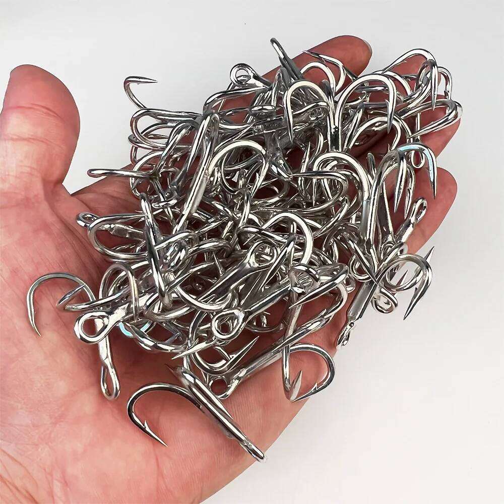 4x Strong Treble 10Pcs 4#-5/0# Saltwater Carbon Steel Fishhooks High Strength Hooks Fishing Tackle Z260128