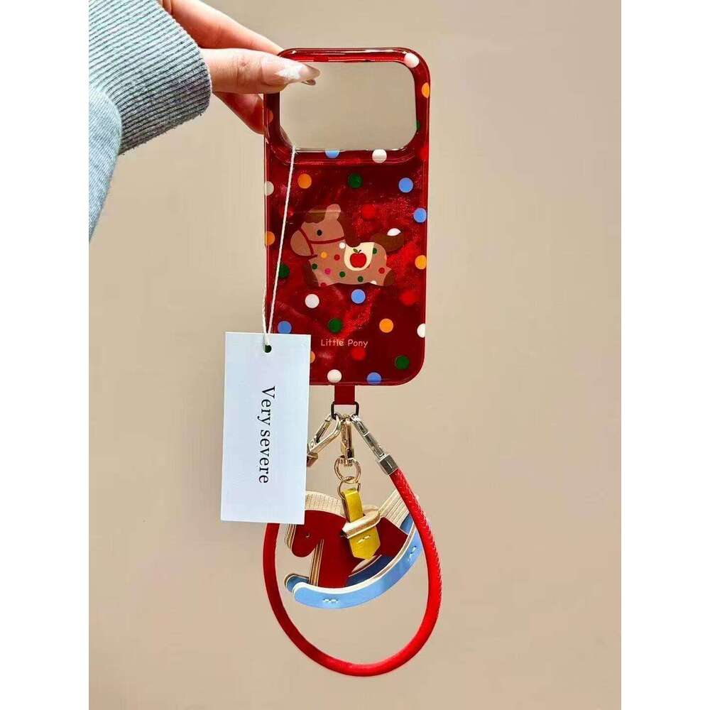 Pony Pendant Year Colorful Polka Dot Compatible with iPhone 17 Pro Max Red Phone Case New Model 16/15/14 S260128
