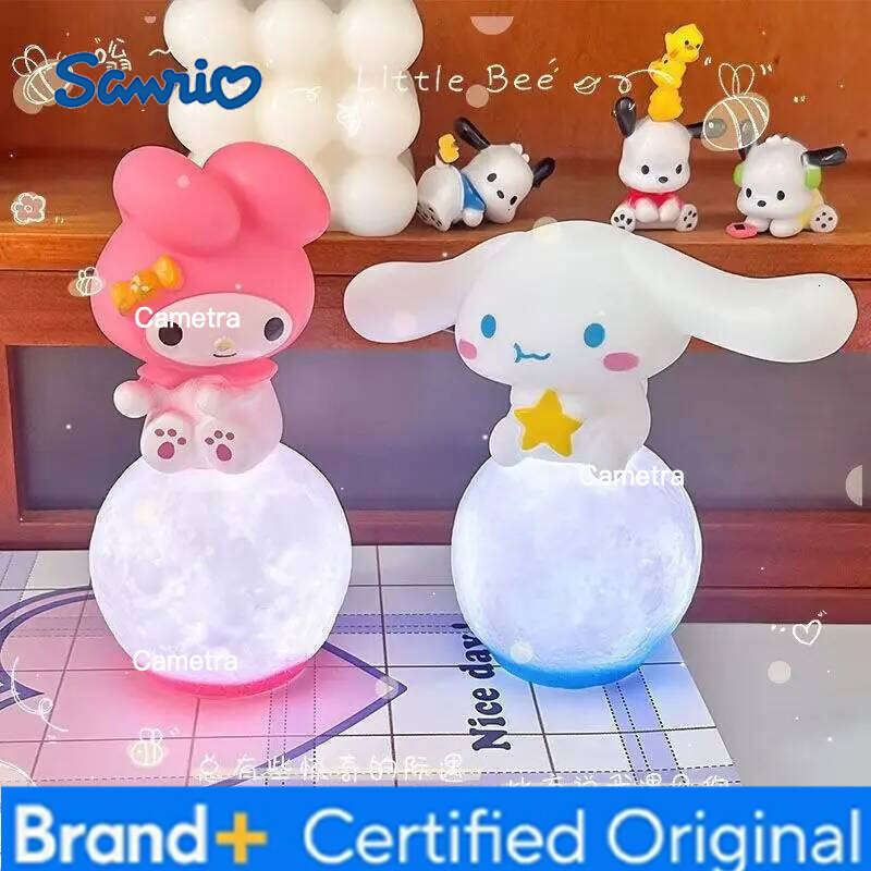 Sanrio Anime Hello Kitty Kuromi Cinnamoroll Night Light Melody Glowing Toy Bedside Lamp Kawaii Cute Kid Birthday Gifts H260128