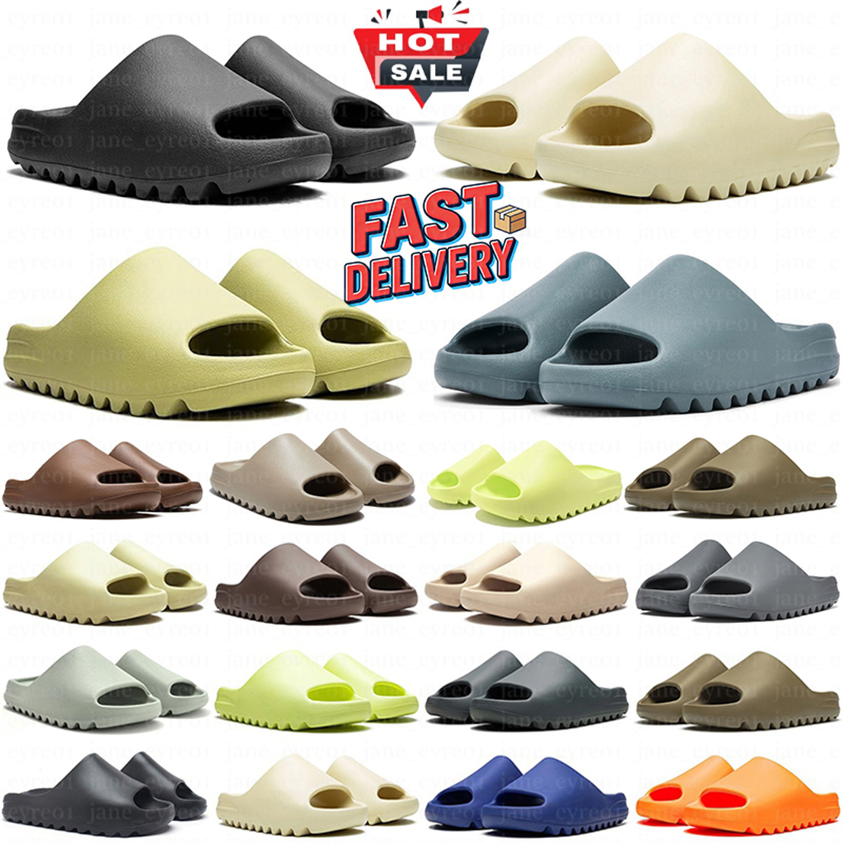 With box Designer Slides for Men Women Slippers Sandals Onyx Cinder Sand Bone Resin Stone Sage Slate Grey Vermilion Slide Slipper Summer Beach Sandal Womens Mens Shoe