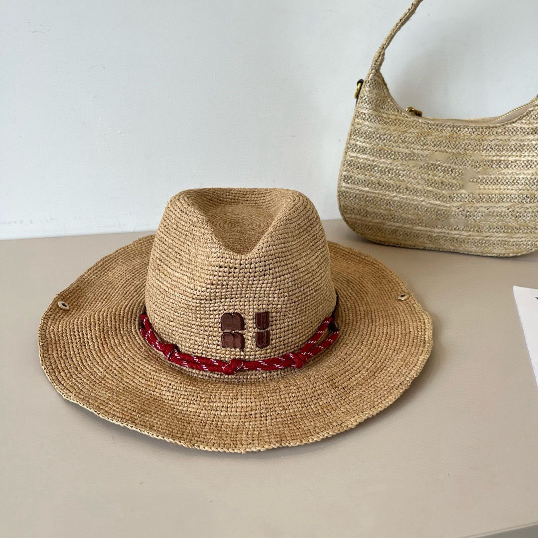 Top version MuiMuiHat luxury designer official raffia straw hat, 2026 new style sunshade hat