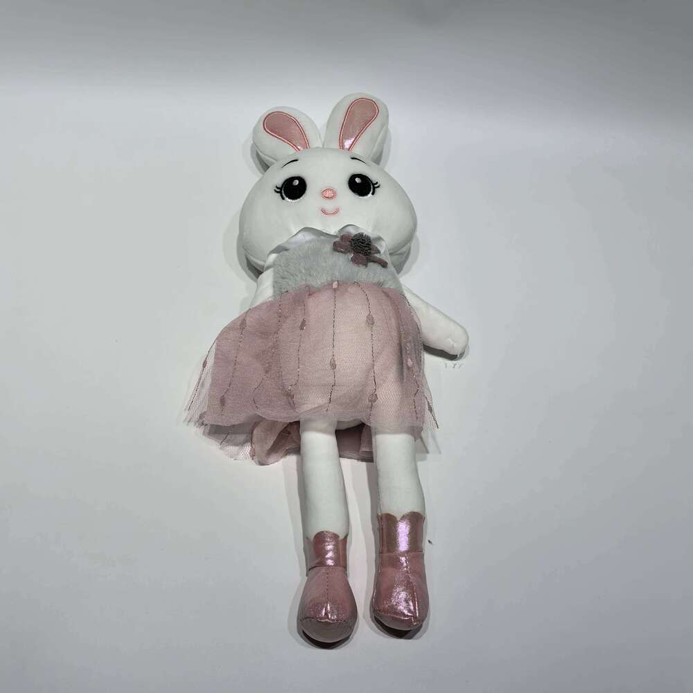 Stuffed animal doll girly heart tutu skirt long ear pink aire rabbit plush toy Y260128