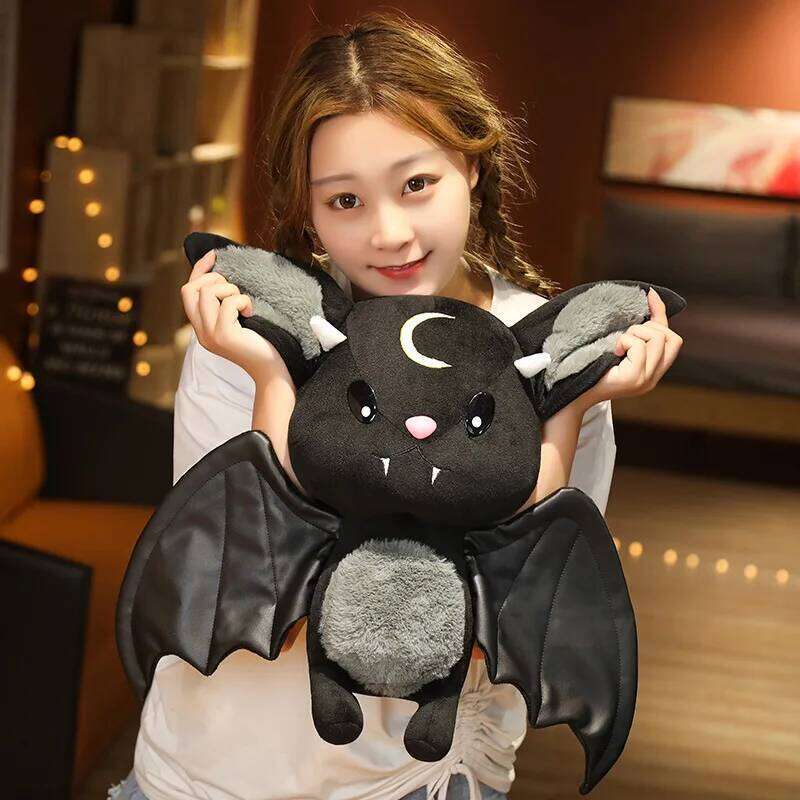 Plushy Four-color Demon Bat Cartoon Soft Model Kids Christmas Halloween Holiday Gifts Horror Style Home Deco Y260128