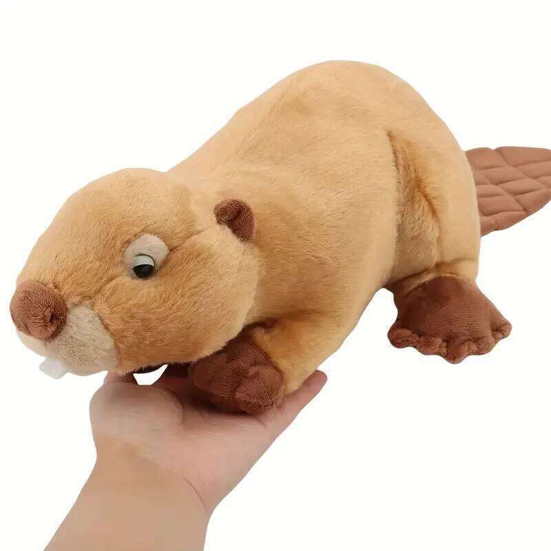 Lifelike Stuffed Animal Toy Home Decor Beaver Plush Thanksgiving Day Gift Best for Christmas Y260128