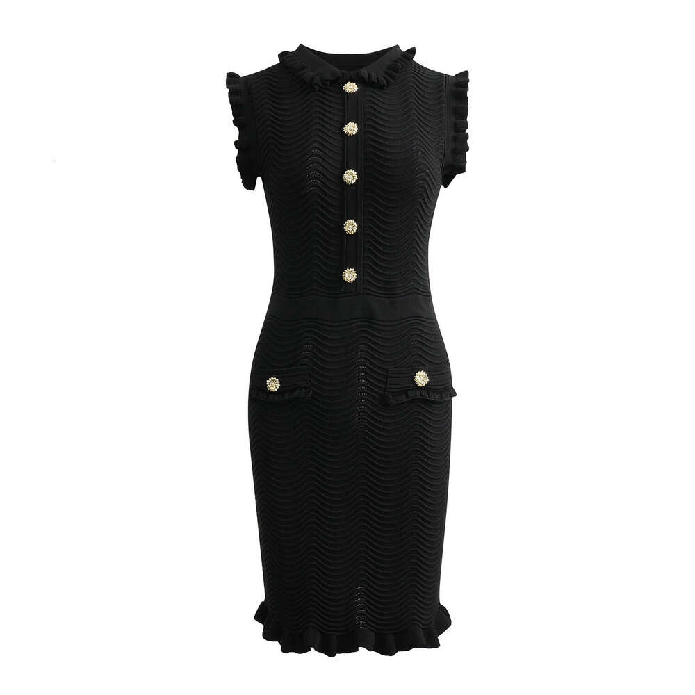 2026 New Summer Sleeveless Wave Pattern French Ruffle Doll Neck Mermaid Knitted Women's Tank Top