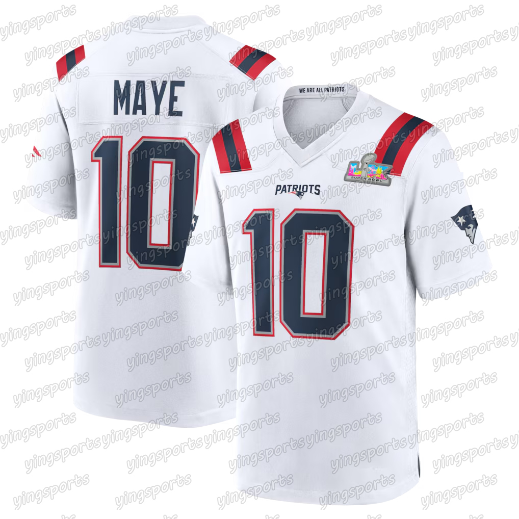 Patriotses Super Bowl LX Patch Jersey Joshua Dobbs Drake Maye TreVeyon Henderson Christian Gonzalez Stefon Diggs Tommy DeVito Custom Football Jerseys22