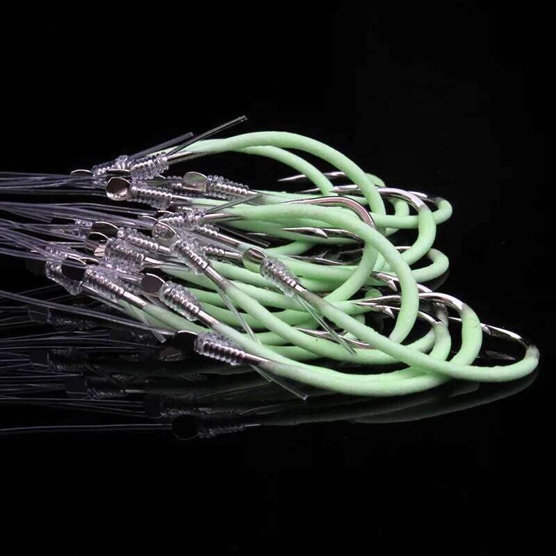 30pcs/lot Night Fishing Hook Glow In Dark String Hooks 16-24# Luminous Crank Nake Single Fishhook Freshwater & Saltwater Z260128