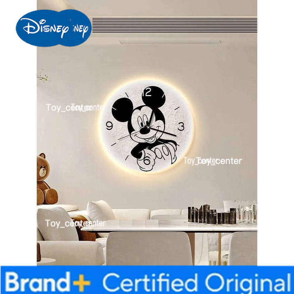 Disney Nordic Home Living Dining Room Decor Fashion Cartoon Mickey Wall Watch Creative Luminous Digital Clock Painting H260128