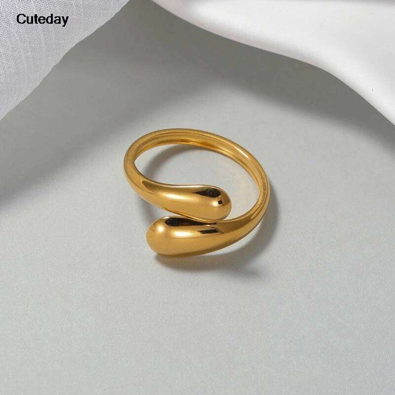 Stainless Steel Geometric Ring Gold Plated Waterproof Fashion Jewelry Unisex 2023 NEW XJ260127