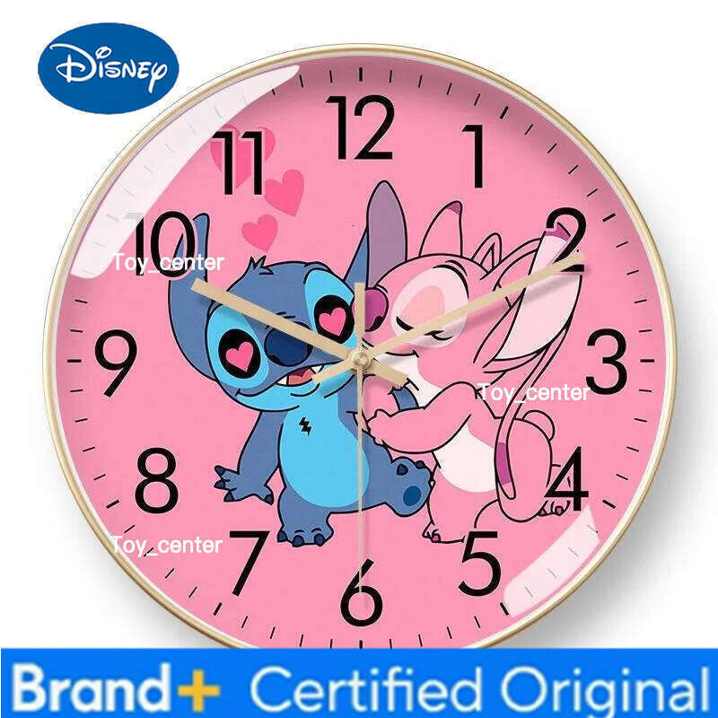 Disney New Lilo & Stitch Cartoon Creative Anime Wall Cute Fashion Simple Silent Clock Bedroom Living Room Decoration Pendant H260128